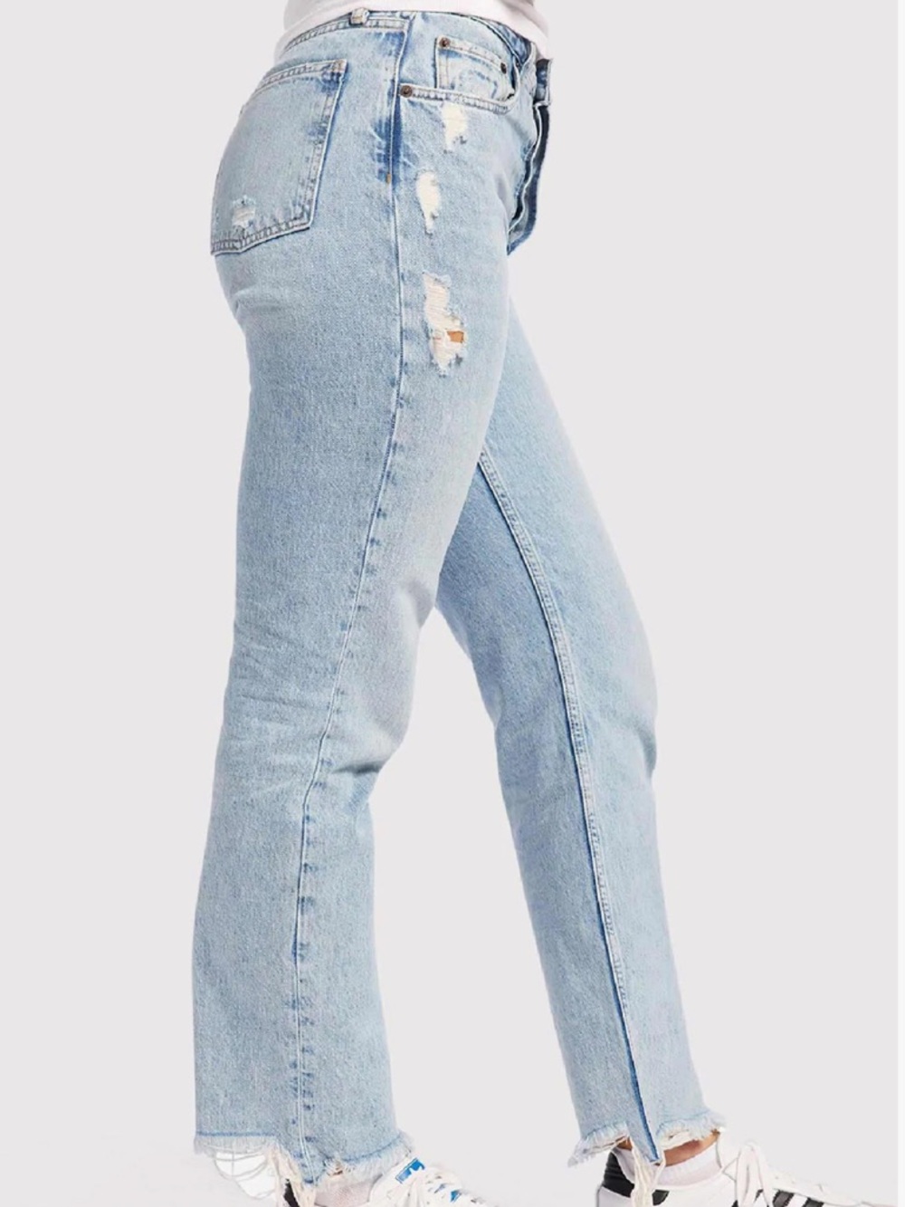 Nuuds The Straight Ranger Light Wash Straight Leg Raw Hem Jeans